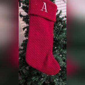 A and M Red Knit Christmas Stocking